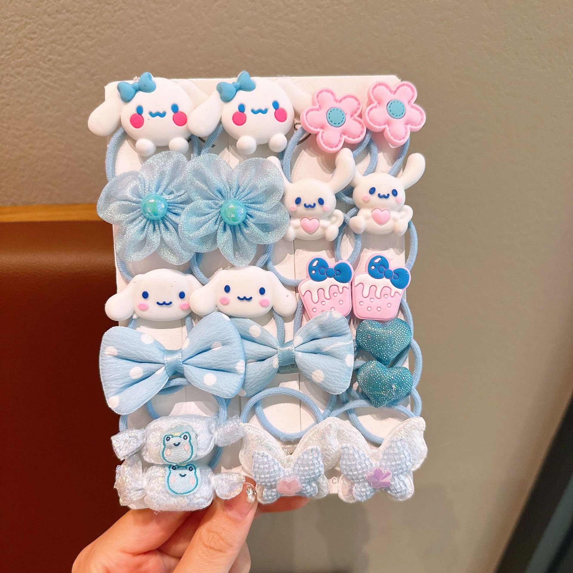 Hermoso Koolomi para el cabello de niña dibujos animados anillo de cabello de 20 piezas conjunto de niños cuerda de cabeza super lindo para la pequeña niña toque de cabeza