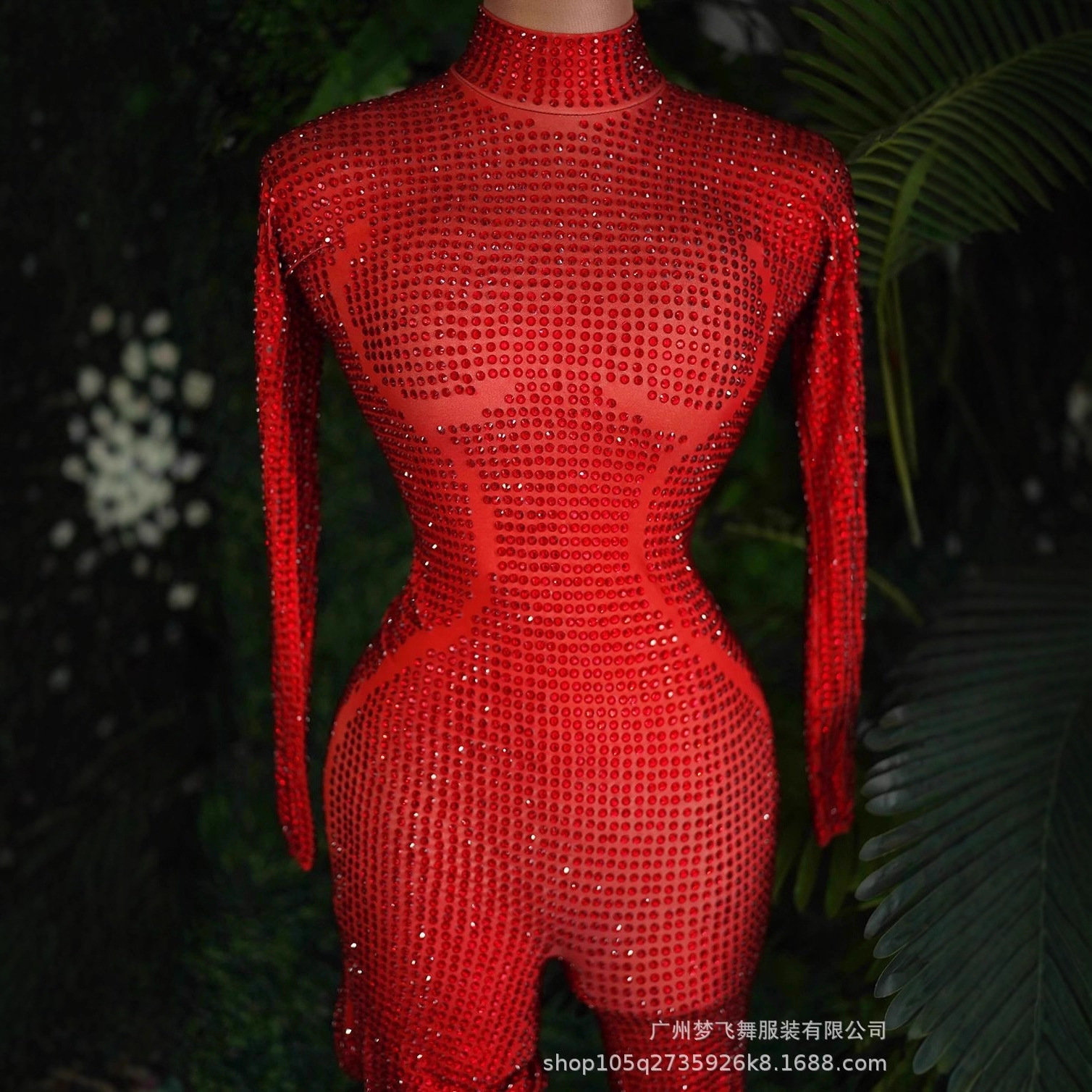 钻石连体裤演出服夜店酒吧修身连体衣歌手模特走秀派对礼服万圣节