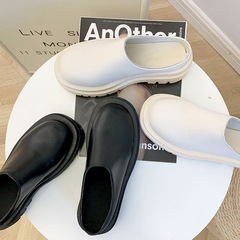 厚底拖鞋女外穿2024春新款外貿大碼包頭半拖鞋女松糕底休閒穆勒鞋