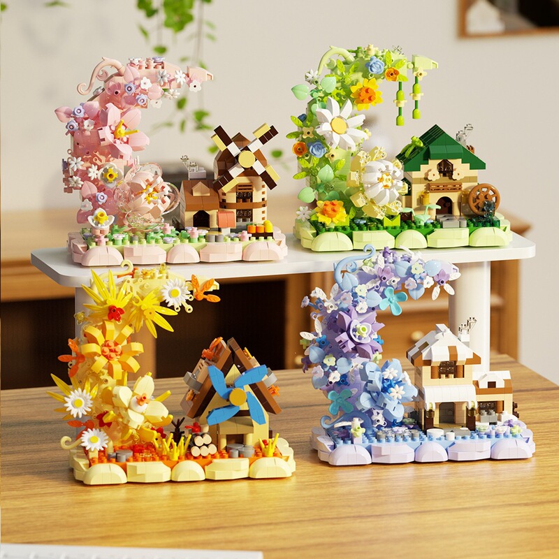 U-Q Cute and Fun Four Seasons Moon Flower Windmill Treehouse Series Forest Treehouse Educational Assembly Micro-Particle Building Block Toy U-Q Cute and Fun Four Seasons Moon Flower Windmill Treehouse Series Forest Treehouse Educational Assembly Micro-Particle Building Block Toy