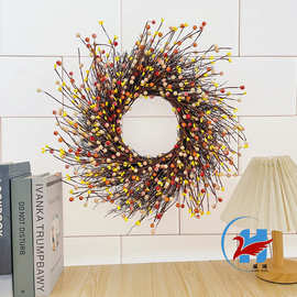 纵鸿跨境新款秋季门挂浆果庭院挂件花环丰收节感恩节家居装饰