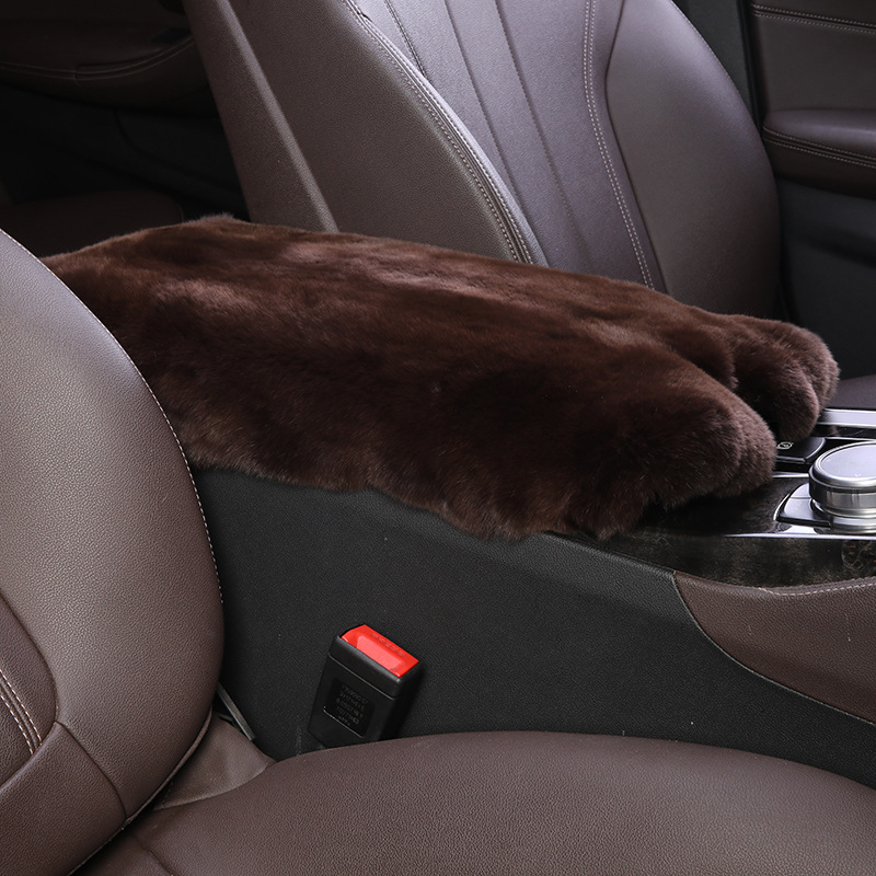 Style Universal – Universal Armrest box pad - dark-coffee-color-high-quality-whole-rex-rabbit-skin