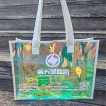 车缝pvc镭射手提炫彩加厚塑料袋皮质封边LOGO高级广告宣传礼品袋