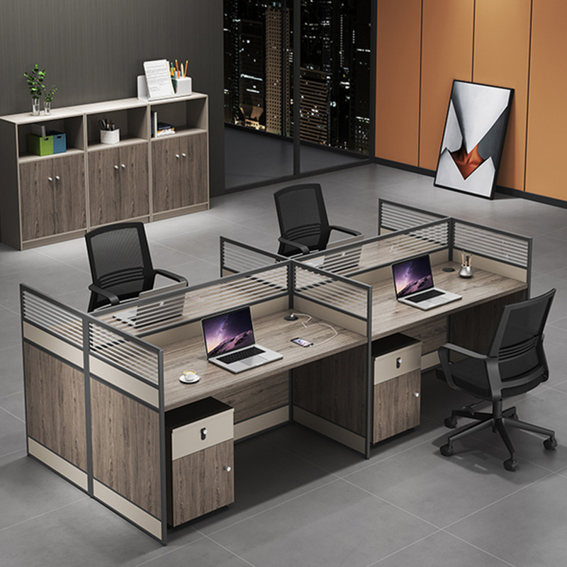 [Venta al por mayor de fábrica] pantalla Escritorio de oficina y silla combinación de Servicio al Cliente Estación de cuatro asientos simple Maestro contabilidad personal Escritorio