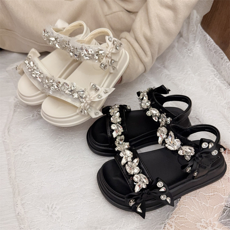 女童鞋子儿童公主凉鞋2025新款夏季女孩重工水钻软底洋气水晶鞋潮