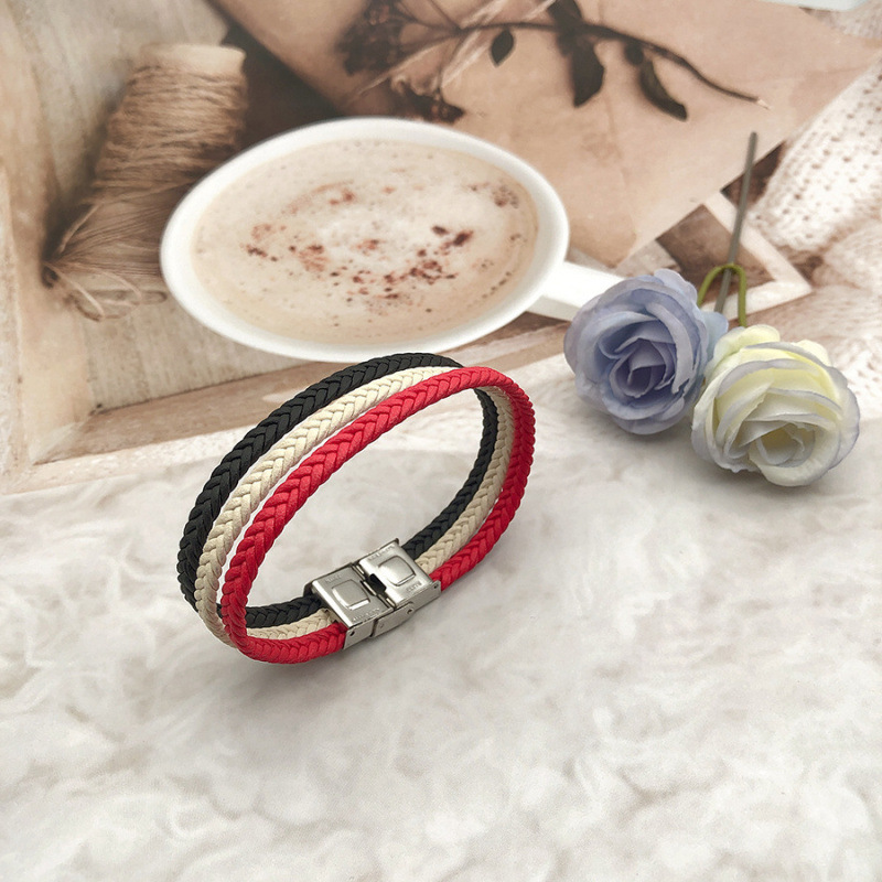 ethnic fashionable red rope bracelet stainless steel