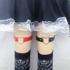 Euro-American Cross-Border Punk Style Leg Rings: Harajuku PU Heart-Shaped Rivet-Decorated Sexy Performance Trendy Accessories — Ankle Chains with Suspender Stockings