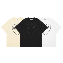 日系潮牌Comme des Garcons川久保玲PLAY线条爱心印花男女短袖T恤