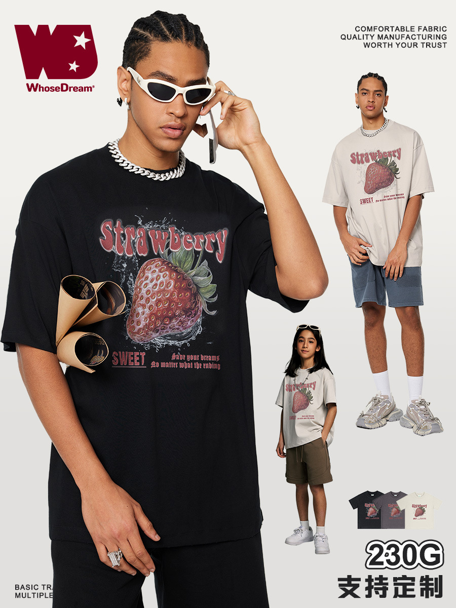 Conjuntos a juego para la familia WD | Camiseta familiar estampada de manga corta con protección solar Sorona, de secado rápido y antibacteriana, nueva colección primavera-verano 2025 para niños de edad media y mayores.