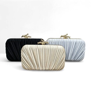 European and American Cross-Border Fashion Simple Pleated Evening Bag Solid Color Pleated Bag Personalized Versatile Crossbody Bag Women's Clutch Bag