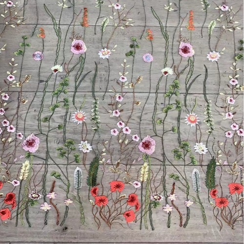 Factory Direct Sale Embroidered Fabric Seaweed Embroidered Dress Fashion Women's Evening Gown Lace Edge Fabric