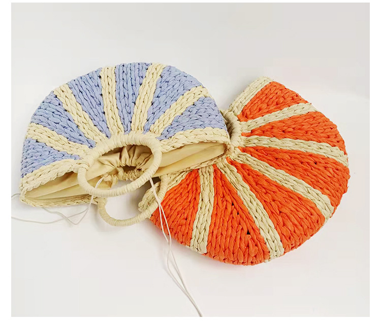 Women's Fashion Handbags, 2024 New Summer Woven Pumpkin Semi-circular Holiday Beach Bag. Fashionable and Personalized Women's Bags._senzul.com