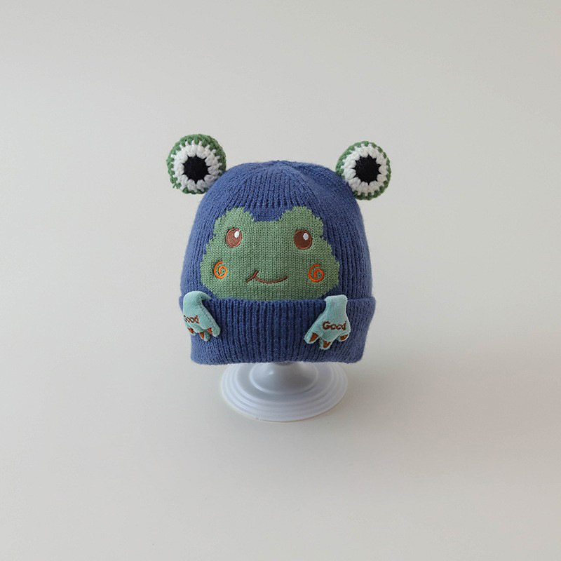 Sombreros para bebés otoño y invierno lindos de dibujos animados bebés gorras de lana de punto gruesas calientes protectoras de oídos para bebés y niños pequeños gorras