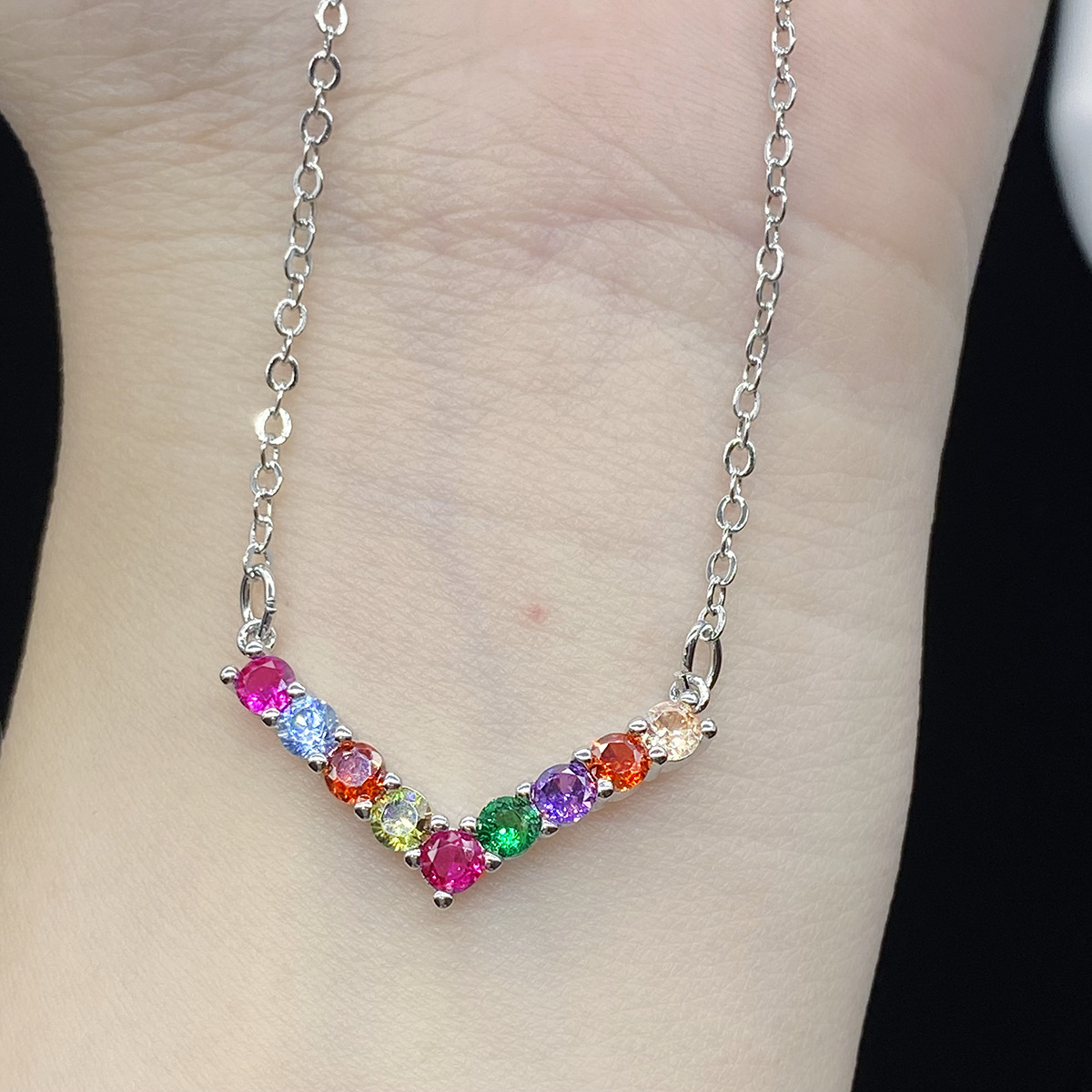 Fashion Round Copper Plating Inlay Zircon Necklace 1 Piece