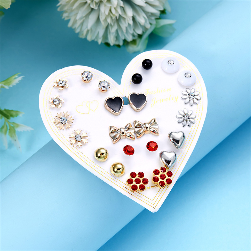 Rhinestones Inlay Material 1 Set Modern Style Classic Style Geometric Heart Shape Butterfly Plating Alloy Rhinestones Earring Sets