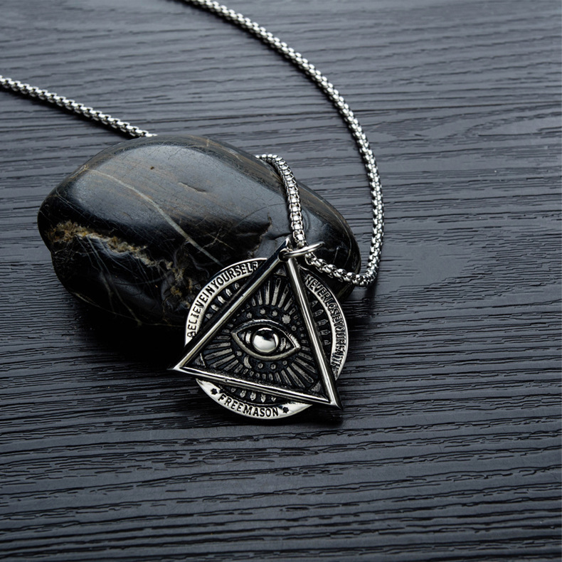 Devil's Eye Necklace Fashion Punk Style Men's Stainless Steel Pendant Jewelry Boyfriend_voghion.com
