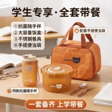 学生饭盒食品级抗菌外壳耐摔防漏易清洁大容量校园午餐餐盒便携