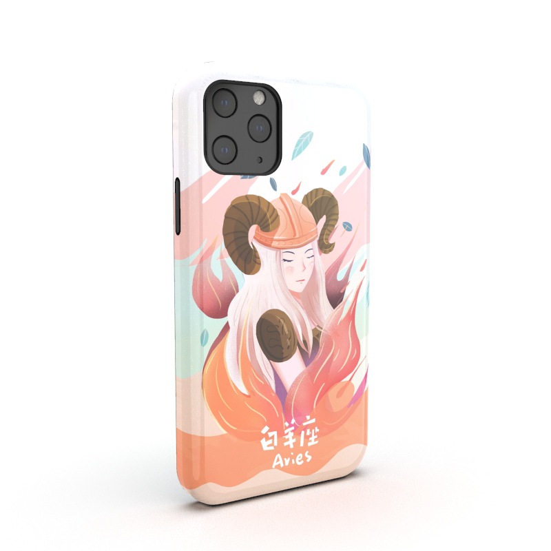 白羊座现货库存适用于iPhone11promax韩国菲林热转印双层手机壳