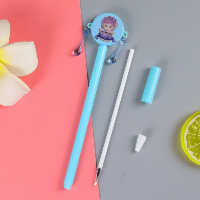 Bolígrafo de gongs en forma de sonajero creativo, bolígrafo de firma de patrón de niña linda, bolígrafo especial de regalo para estudiantes de primaria y secundaria