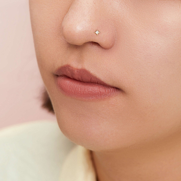 nose piercing with zircon