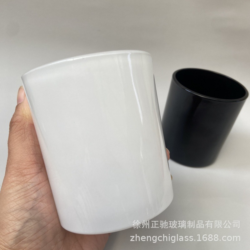 Velas de vidrio de vela esmerizada, candelabro de incienso, decoración del hogar DIY, tazas de vela de fragancia, candelabro de vidrio blanco y negro, tazas vacías
