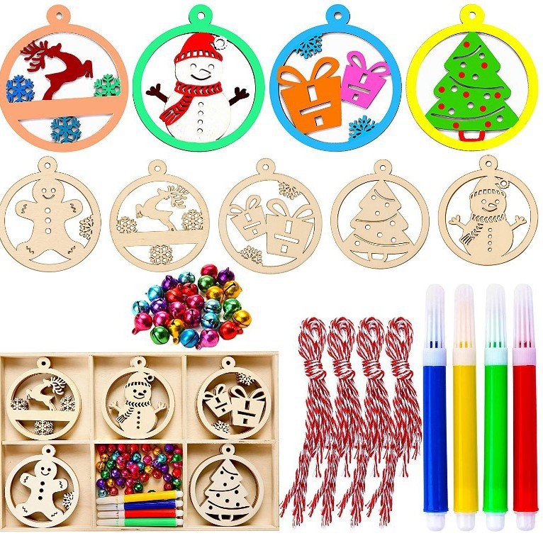 5 Navidad decorativo linterna colgante muñeco de nieve alzan árbol de Navidad con cuerda de algodón campana acuarela pluma 30 piezas un paquete