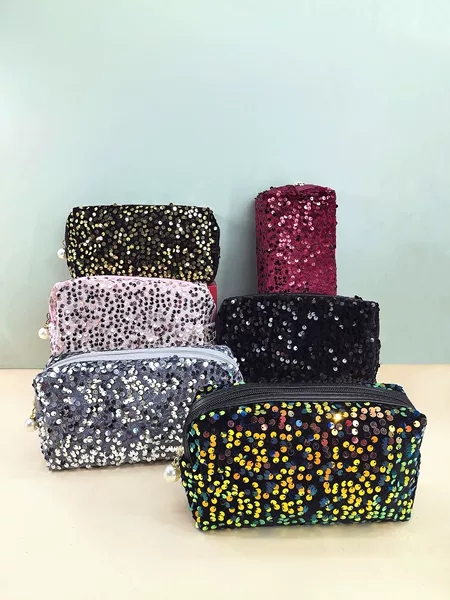 Embroidered Sequins Cosmetic Bag Fashion Women's INS Style Travel Storage Bag Exquisite Large Capacity High-end Sense Portable Toiletry Bag
