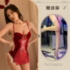 F462, красный, белые сетчатые чулки