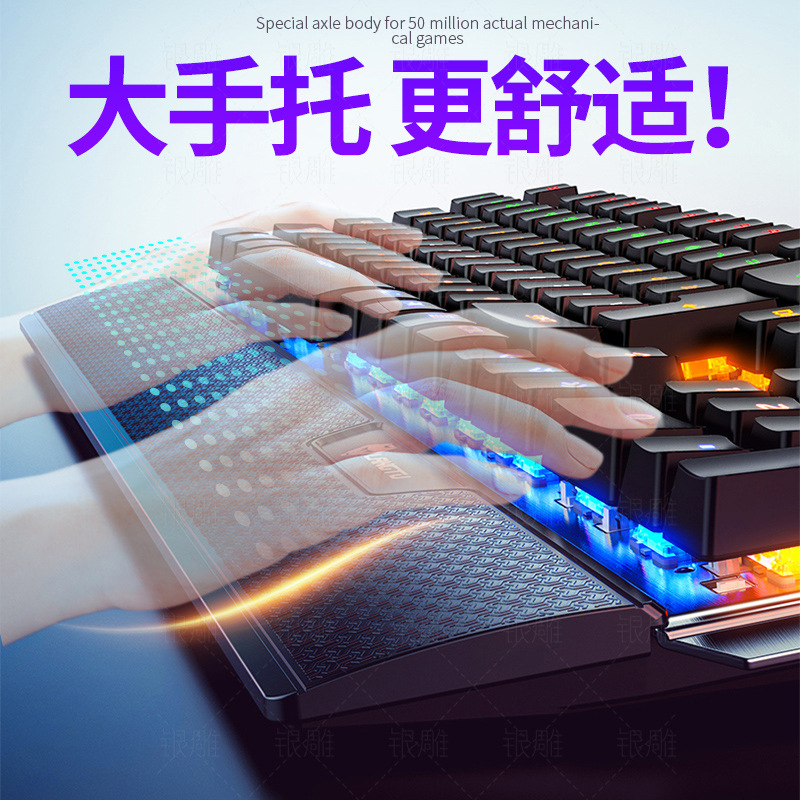 Talla de plata K100 metal real Teclado mecánico titular de la mano perilla juego eje verde con cable USB Amazon transfronteriza al por mayor