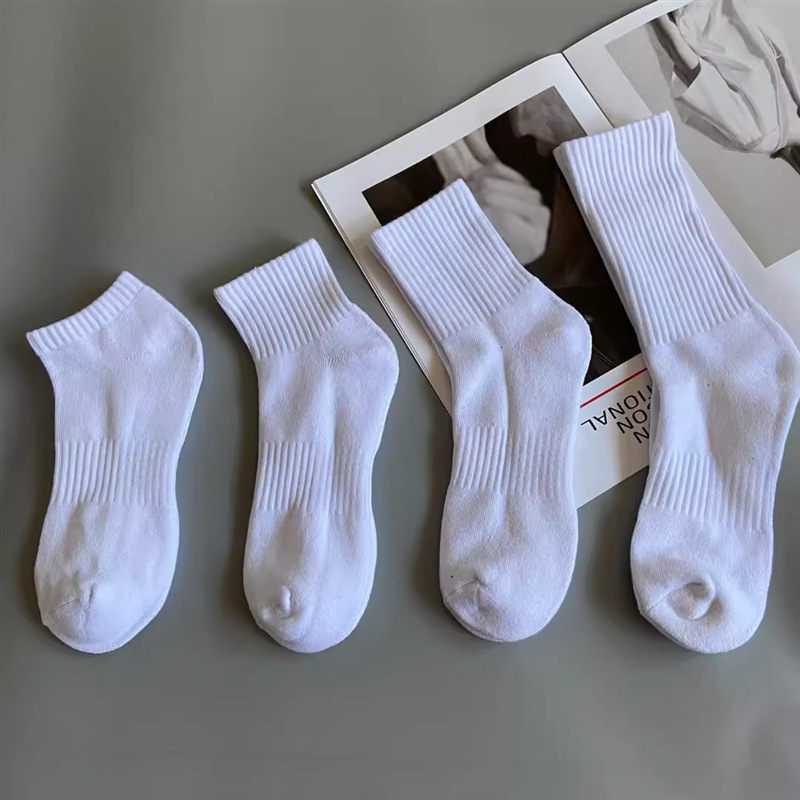 [Towel bottom] white men's socks towel socks men's autumn and winter solid color sports sweat-absorbent breathable cotton socks mid-calf length socks women