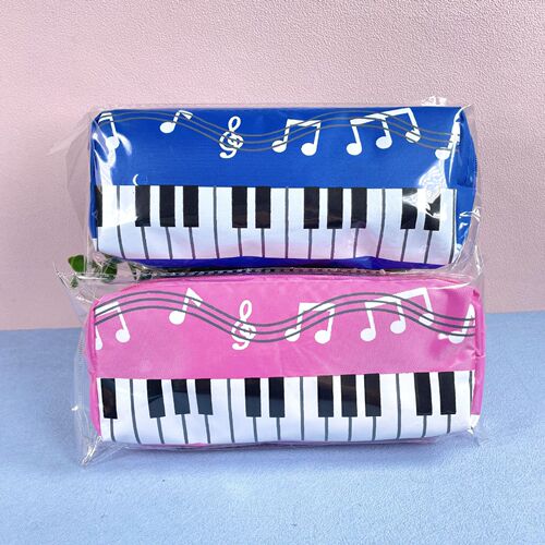 Piano keyboard note single-layer pen bag for primary school students, children fabric pencil bag, stationery bag, stationery pencil case