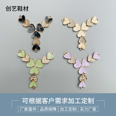 DIY three-leaf clover oil drop shoe accessories alloy inlaid diamond shoe clips creative personalized shoe flowers women's shoe box bags accessories decoration