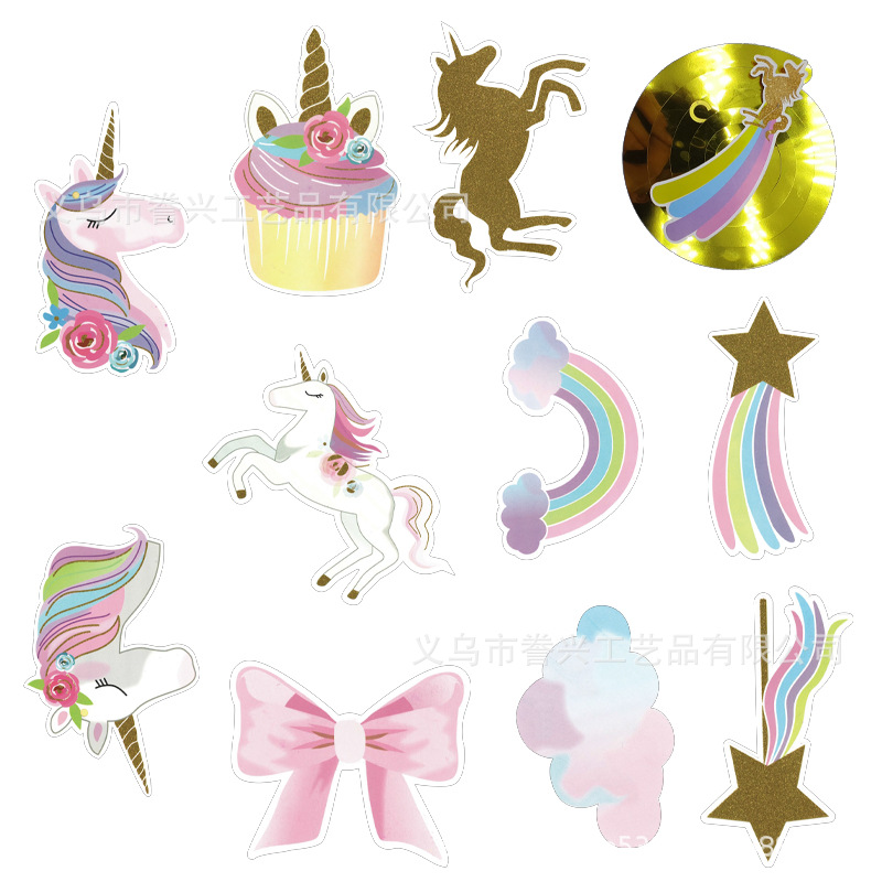 Fiesta de unicornio traje fiesta de cumpleaños traje desechable Placa de papel taza de papel tejido unicornio decoración del partido