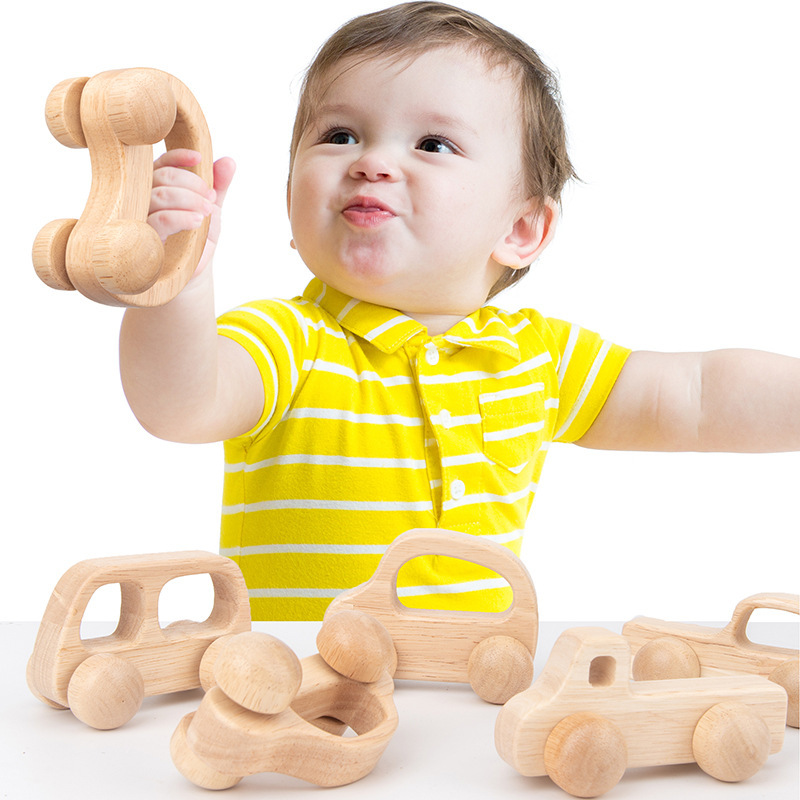 Weiweihu cochecito de madera versión Q para niños de 0 a 3 años de edad, coche de madera maciza, entrenamiento de la capacidad de agarre del bebé, juguete educativo