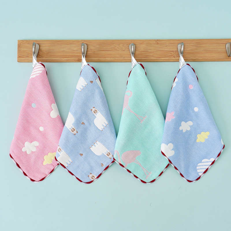 6-layer pure cotton small towels, kindergarten drool towels gauze square towels, cotton handkerchiefs wholesale