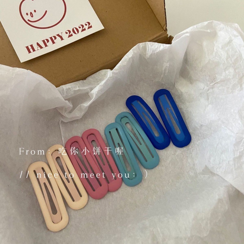 Matte finish INS Korean girl Morandi color scheme Klein blue square summer cooling hair clip