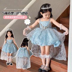 女の子の夏のワンピース2025新型海洋愛莎プリンセススカートファッション誕生日ドレスロリータ蓬蓬スカート