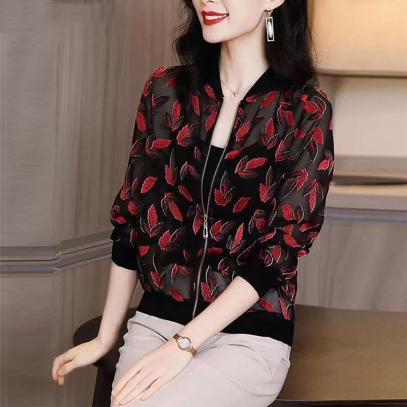Кардиган/жакет из шифона Yuanfei, стиль Кореи, легкая летняя блузка на больших размерах