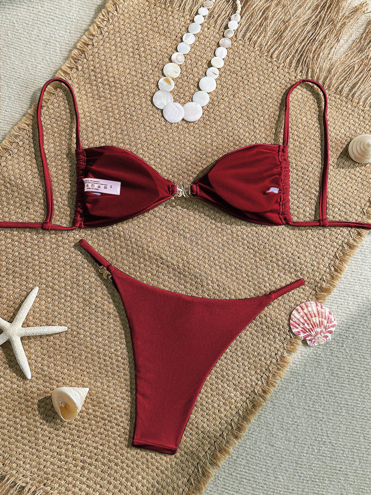Women's Sexy Thin Rope Shoulder Strap Bikini Triangle Cup Swimwear for Beach Hot Springs Trending New_voghion.com