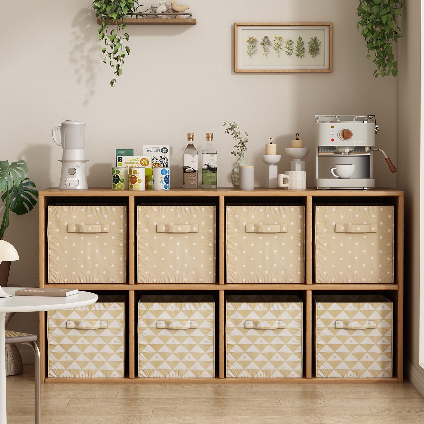 Bookcase Eight-Compartment Cabinet Solid Wood Color Grid Cabinet Bedside Cabinet Floor-Standing Storage Cabinet Bookshelf Storage Storage Cabinet Kalike