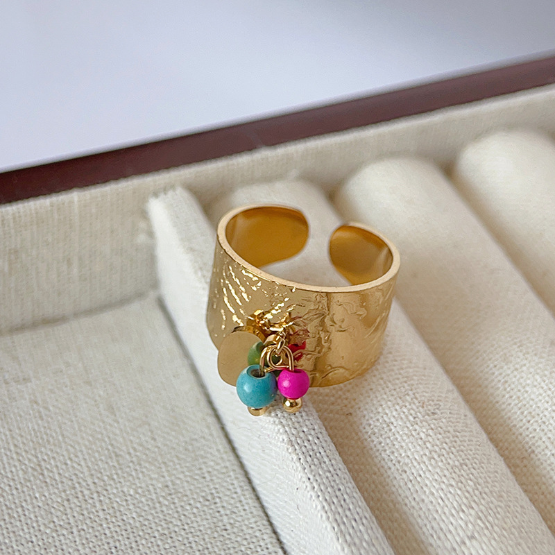 Unisex Gender Plating Design 1 Piece Fashion Heart Shape Natural Stone Titanium Steel Plating Open Ring