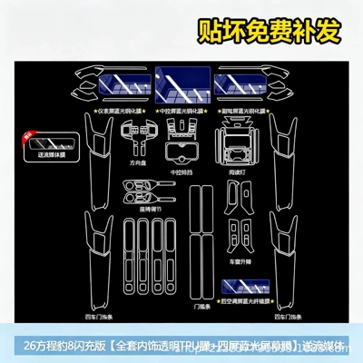Car interior film Edition interior film, including center console and - equation-leopard-8-flash-charging-edition-full-interior-film-set-tpu-film-screen-4-piece-set-blue-light-version-includes-streaming-media-fiber-film