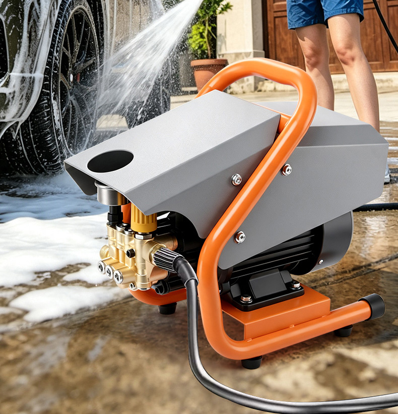 High-pressure car wash machine, suitable for home and commercial use, 220V, for cleaning farms and courtyards, with a powerful water gun and high-power water pump