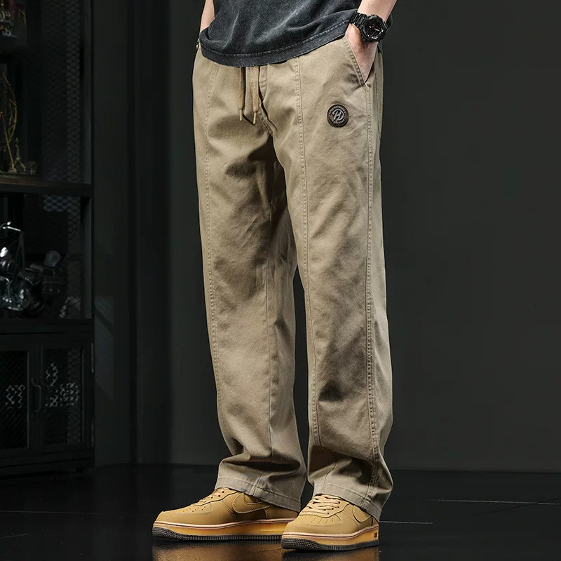 Men's thin retro trousers, oversize loose straight fit, summer American style, M–3XL