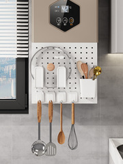 燃氣爐熱水器管道遮擋罩免打孔洞洞板廚房壁掛式管線遮醜擋置物架