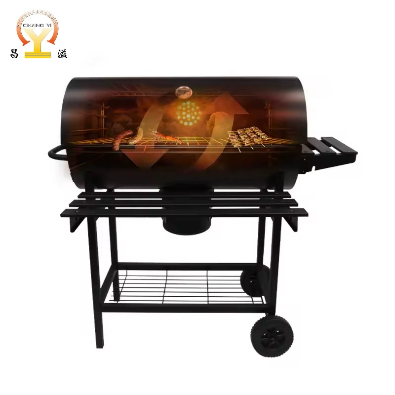 Домашний большой гриль температура видимого угольного гриля гриль с боковой панелью наружный масляный барабан гриль