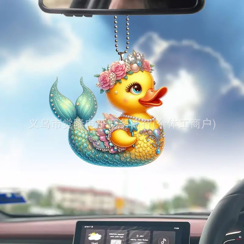 Nuevo acrílico plano de Navidad transfronterizo lindo pato amarillo adornos colgantes