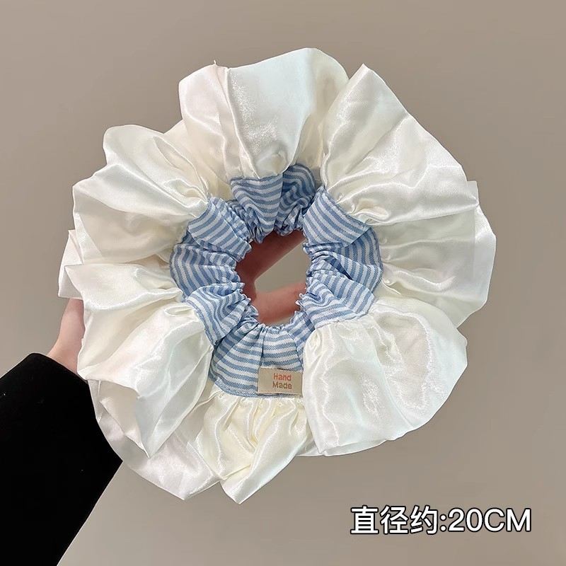 Corbata de pelo de intestino de lunares de crema grande coreana, gomas de goma de cola de caballo suaves para mujer, accesorios para el cabello de bola, accesorios para el cabello, cuerda para la cabeza