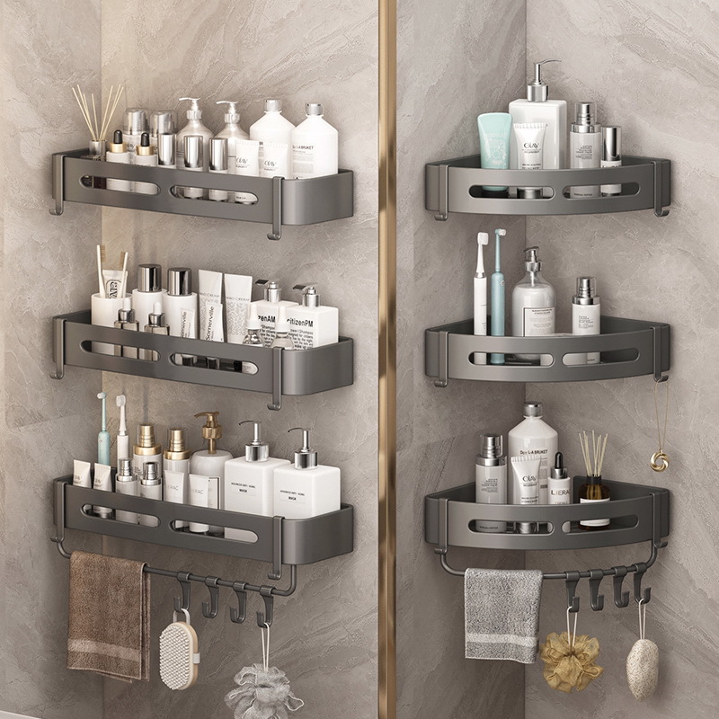 Toilet Hole-free Tripod Toilet Wall-mounted Storage Rack Bathroom Shampoo Shower Gel Wall-mounted Storage Rack