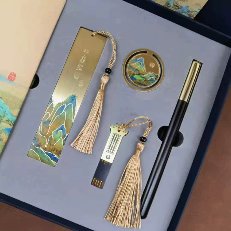 Комплект, латунный ноутбук, USB-накопитель для офиса, китайский стиль, деловая версия, подарок на день рождения, стиль легкой роскоши